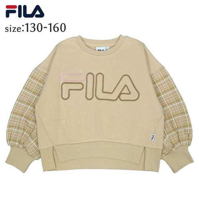 裏起毛 トレーナー 長袖 キッズ ジュニア 女の子 FILA 子供服 スリット