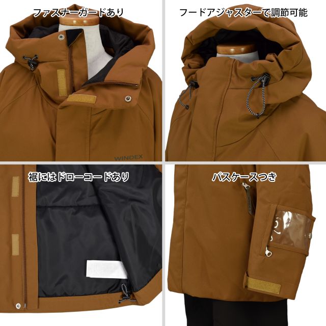 スキーウェア 上下 レディース パスケース付 防寒 ジャケット 耐水圧