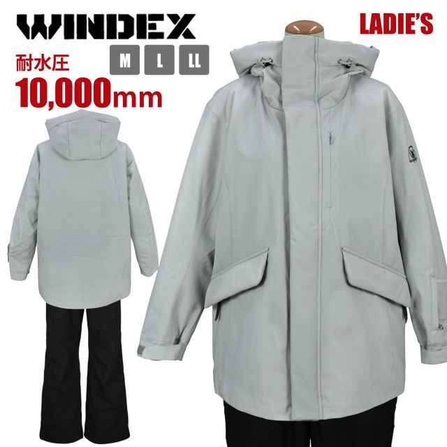 スキーウェア レディース WINDEX 耐水圧10000mm 中綿ボリューム仕様 パスケース付きシルバー-14の通販は