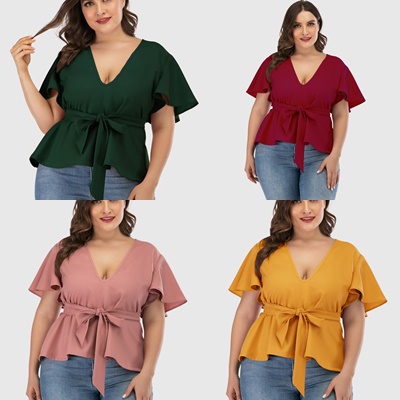 0xl 4xl 大きいサイズ レディース プラスサイズ 半袖 ネック シャツ ブラウス グリーン レッド イエロー ピンク の通販はau Pay マーケット Endless Au Pay マーケット店