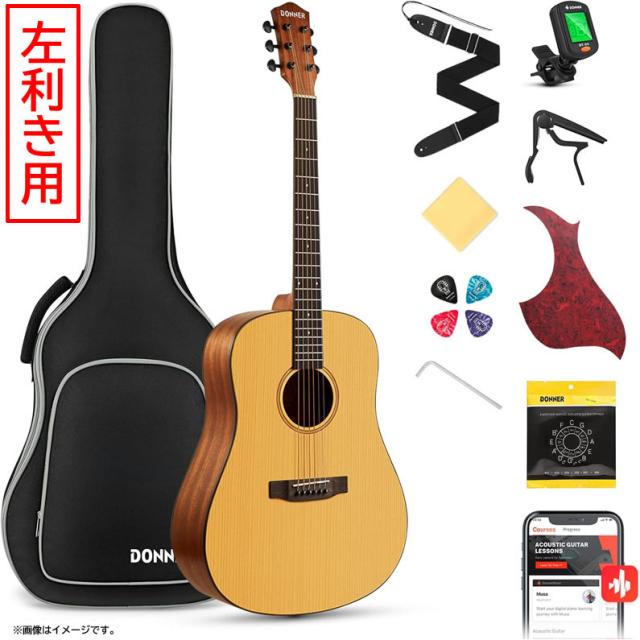 E1710YO ◆0610_4凹【アウトレット品】アコースティックギター 左利き用 初心者セット Donne DAG-1CL  スプルーストップ 41インチ未使用 楽器