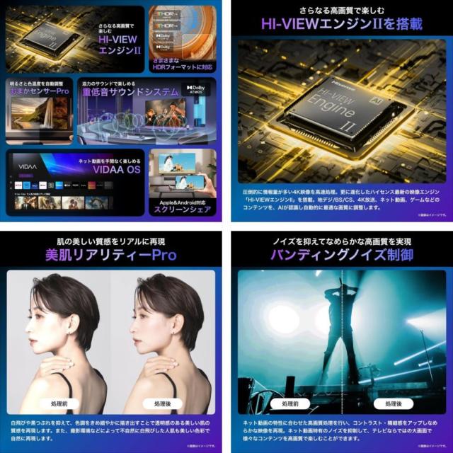 E2217YO ■0221【展示品】液晶テレビ 65V型 ハイセンス 65E7N PRO 25年製 4K Mini LED チューナー内蔵_2