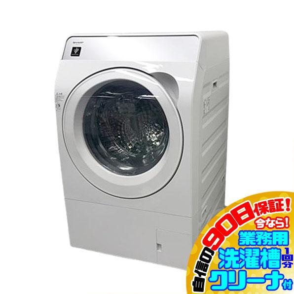 E2402YO ■0210 90日保証！【美品】ドラム式洗濯乾燥機 洗濯11kg 乾燥6kg 左開き シャープ ES-K11C-WL 25年製
