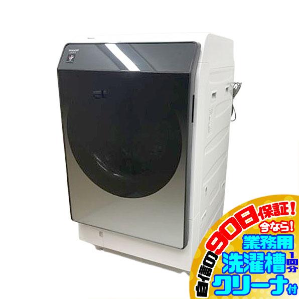 E3433YO 90日保証！【美品】ドラム式洗濯乾燥機 洗濯11kg/乾燥6kg 左開き シャープ ES-W113-SL 20年製