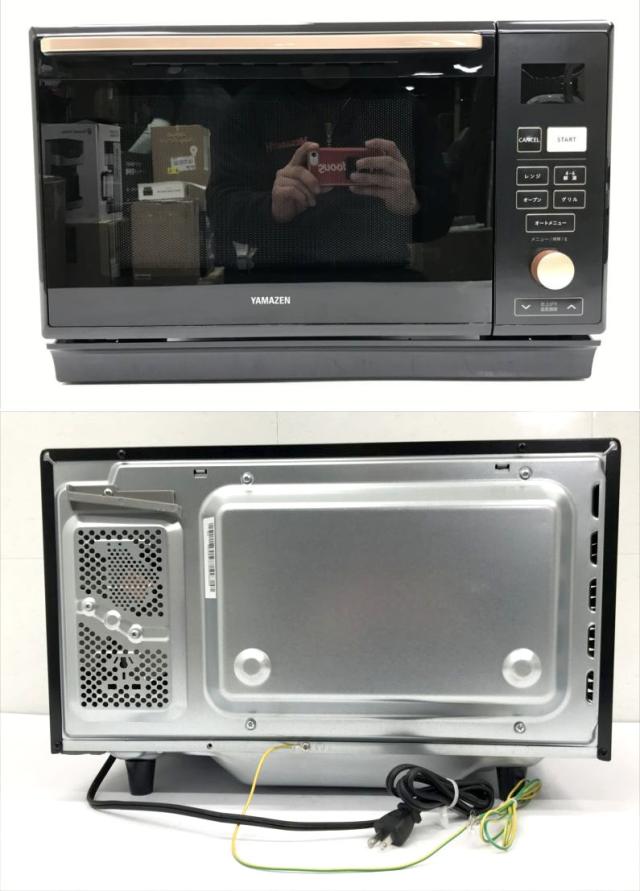 E3638YO ◆0430_2凹 オーブンレンジ 25L 山善 MRK-F250TSV(B) 25年製 フラットテーブル 自動メニュー19種類家電_3