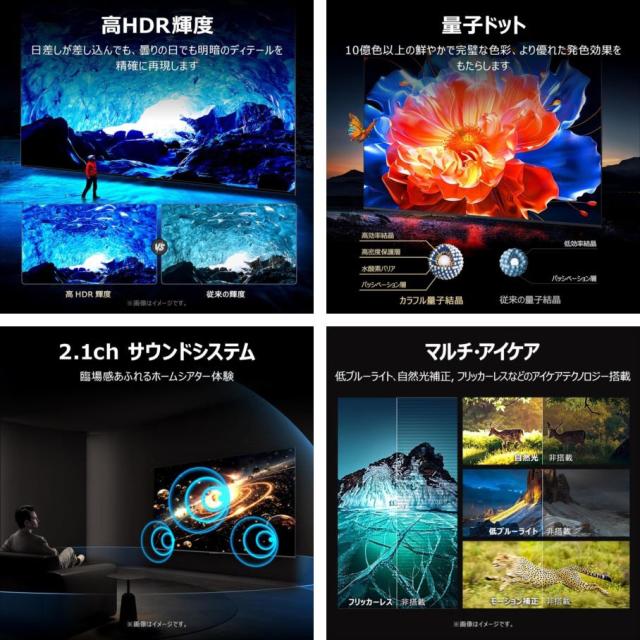E3798YO ■0328【未使用品】テレビ 65V型 4K 量子ドット MiniLED TCL 65Q6CS 25年製 Wチューナー_4