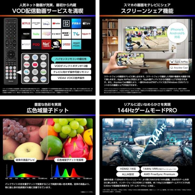 E3986YO ■0404【設置未使用品】液晶テレビ 75V型 4K ハイセンス 75E80R 25年製 チューナー内蔵_4