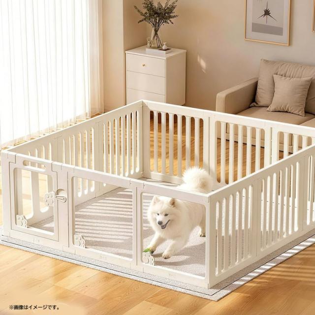 E5287YO ◆0610_1凹【展示品】ペットサークル フェンス 透明アクリル板 Essgudo ホワイト12枚  中型犬 小型犬ペット用品
