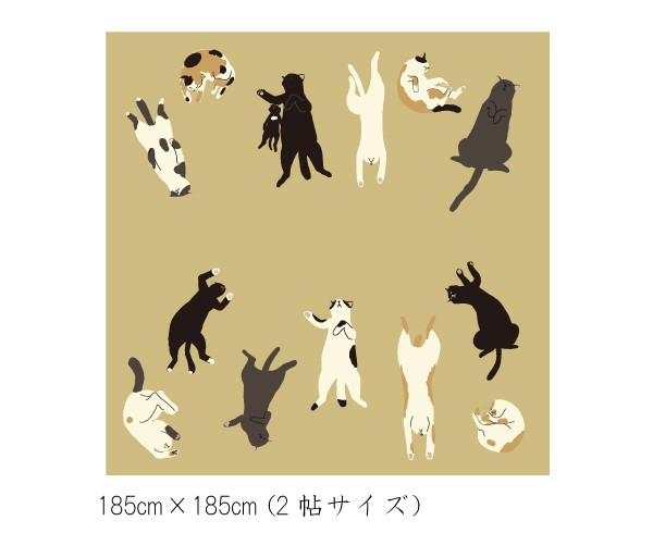 ラグ ２畳 洗える 厚手 ねこ柄 約185×185cmカーペット かわいい ホットカーペットカバー 送料無料 猫柄 フランネルカーペット  お昼寝ね｜au PAY マーケット