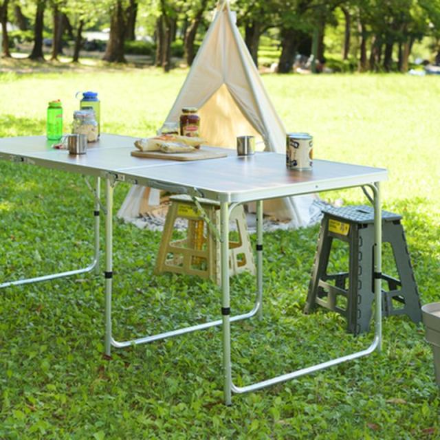 フォールディングテーブル ワイド D80 W180×D80×H54/62/70 ODL-558 フォールディングテーブル アウトドアテーブル ワイドテーブル 折りたたみテーブル テーブル 横幅180cm 高さ調節 3段階調節 収納 キャンプ BBQ アウトドア 軽量 コンパクト