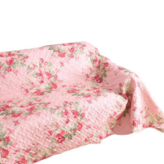 ２枚セット 両面使用できる　キルトマルチカバー　薔薇柄ピンク　１９０ｘ２４０ｃｍ 同色2枚組】マルチカバー 洗える 約190×240cm パッチワーク柄 ベージュ
