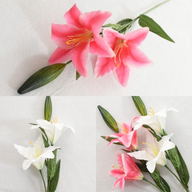 12本セット お得セット カサブランカ ユリ オリエンタルリリー 仏花 造花 花 お悔み お供え 仏壇 仏壇用 法事 命日 お正月準備 枕花一周忌 お盆 お彼岸 供え物 お花 法事 命日 初盆 新盆 仏事 贈り物 ご仏前 ホワイト ピンク_3