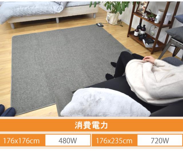 ラグ 北欧 ラグマット カーペット 厚手 猫 約185×185cm 2畳 ホットカーペット ホットカーペットカバー 2点セット 本体＋カバー マット ホットマット 電気カーペット オフタイマー付き カバー付き 省エネ 猫柄 あたたかい かわいい ふわふわ_6