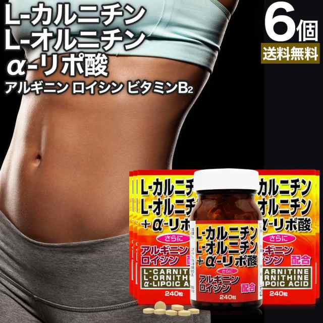 L-カルニチン＋α-リポ酸 240粒×6個セット 約180日分 送料無料 宅配便 | ダイエット サプリ サプリメント ダイエット食品 ダイエットサプリメント 男性 女性 カルニチン αリポ酸 アルファリポ酸 オルニチンl オルニチン アルギニン ロイシン 粒 タブレット まとめ買いの通販は