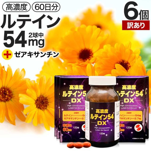 訳あり 高濃度ルテイン54DX 120球×6個セット 約360日分 賞味期限2027年11月以降 送料無料 宅配便 | ルテイン ゼアキサンチン マリーゴールド カロテノイド 緑黄色野菜 サプリ サプリメント カプセル アウトレット まとめ買い