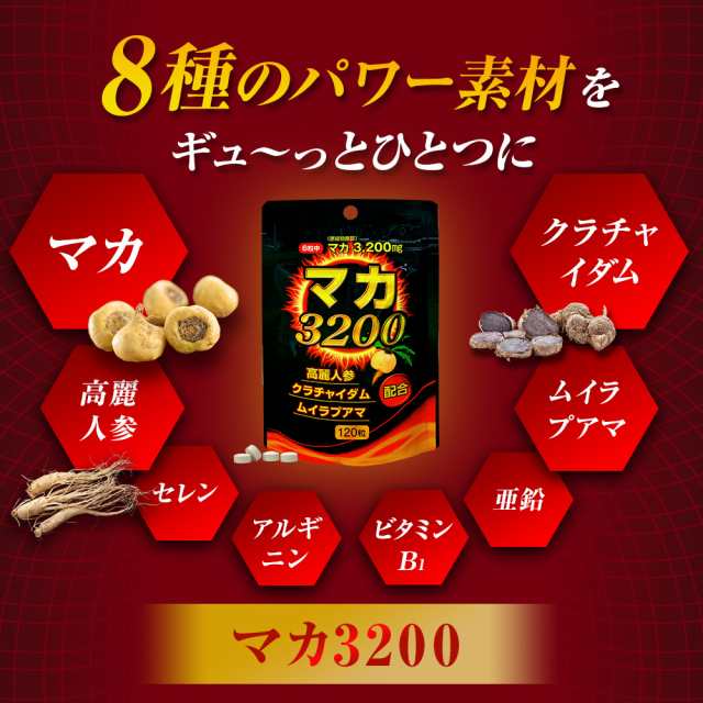 初回限定54%OFF マカ3200 120粒 約20～30日分 送料無料 メール便 | マカ maka アルギニン ビタミンB1 マカサプリメント  マカサプリ 妊活 の通販はau PAY マーケット - 健康食品と馬油専門店 ユウキ製薬