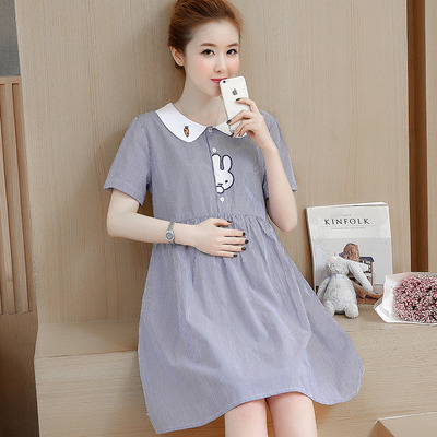 マタニティ ワンピース マタニティウェア ママ ベビー 授乳 入院 ゆったり 大きいサイズ ストライプ柄 うさぎ ニンジン 半袖 丸襟 膝丈 の通販はau Pay マーケット マタニティウエア 専門店 Fairy Shop