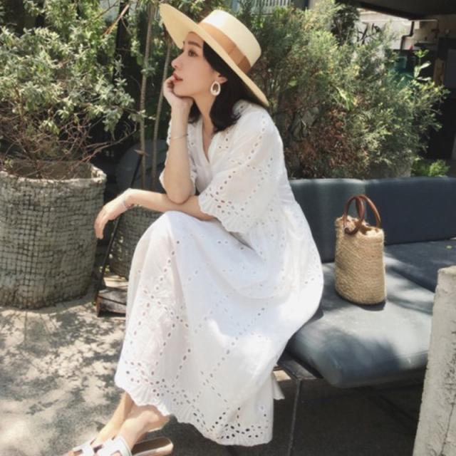 マタニティ ワンピース マタニティウエア マタニティルームウエア ミモレ丈 ドレス コットンレース 五分袖 リゾート 春 夏 ホワイト マタの通販はau Pay マーケット マタニティウエア 専門店 Fairy Shop