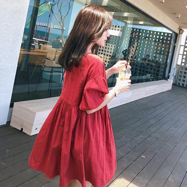 マタニティ ワンピース マタニティウェア 春 夏 授乳 レースライン バルーンスリーブ 大きいサイズ ゆったり ママ ベビー ひざ上 コットの通販はau Wowma マタニティウエア 専門店 Fairy Shop