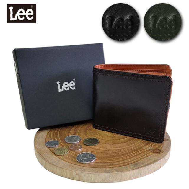 Lee リー 二つ折り二つ折 財布 折りたたみ財布 ボタン式 牛革 本革 イタリアン レザー メンズ レディース 男女兼用 ブラック グリーン ブラウン ギフト プレゼント 6,691円