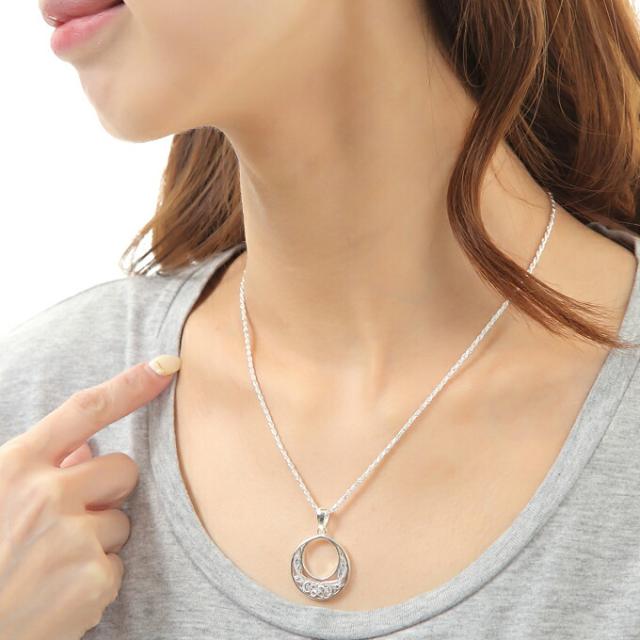 ハワイアンジュエリー ネックレス 【チェーン付き】 シルバー925 | サークル型 円 丸 プルメリア 波 スクロール 透かし メンズ レディース プレゼント 誕生日 記念日  【送料無料】 おしゃれ 人気 ハワジュ カップル ギフト  モアナ バーゲン lmaハワイ バレンタインの通販は