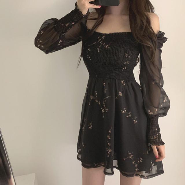 ss ワンピース シースルー 花柄 シフォン ミニ丈 ブラック オルチャン 韓国ファッション プチプラ Taの通販はau Pay マーケット Ar33 アルミミ