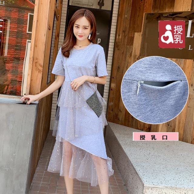 送料無料 新作 着心地ラクラクなのにちゃんとおしゃれ 授乳ワンピース マタニティ 授乳機能付 M386 の通販はau Wowma Angelmom