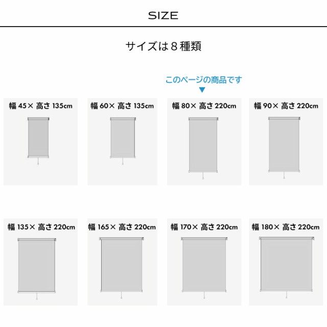 カバー付きロールスクリーン エクシヴ遮光 幅80×高さ220cm ブラインド