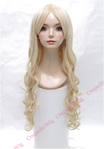 【即納】ロングウェーブ　リッチゴールド　ロング ウェーブコスプレウィッグ コスプレ ウィッグ wig コスウィッグ 耐熱 ハロウィンの通販は