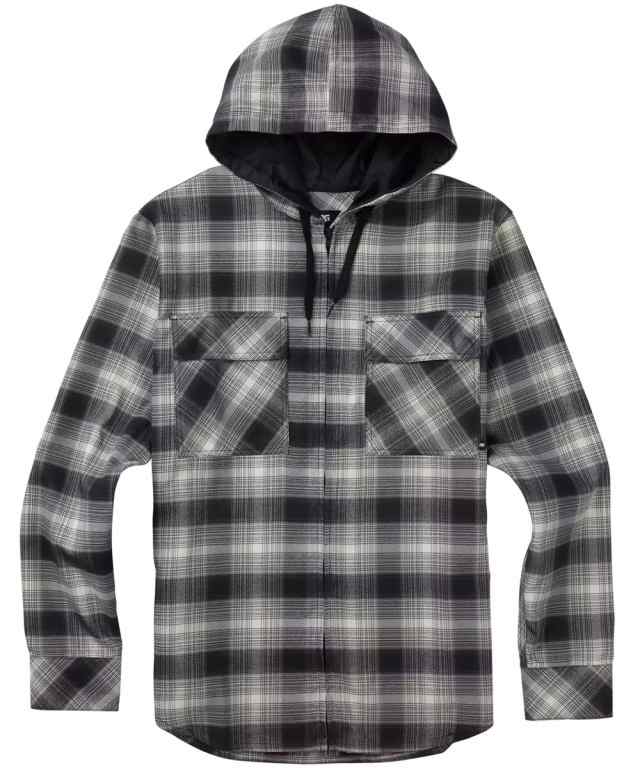 black and white flannel with hood