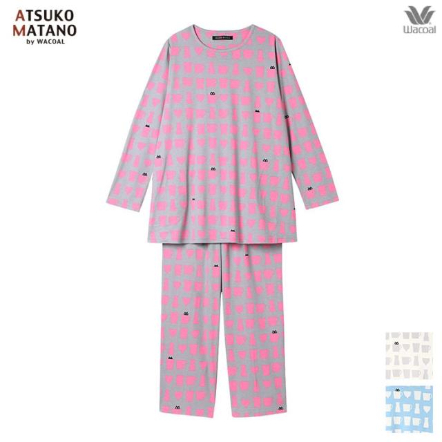 マタノアツコ ワコール wacoal パジャマ ルームウェア ナイトウェア 寝間着 部屋着 レディース 長袖 黒猫モチーフ MEME 春夏 HDX547