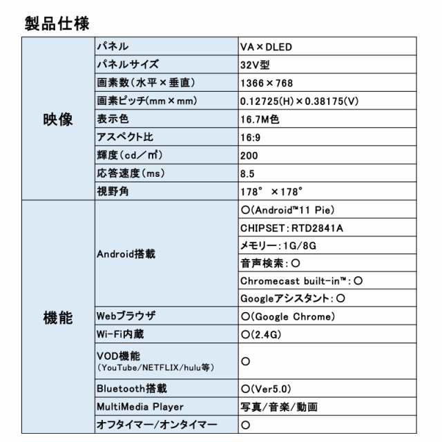 32V型 チューナーレス スマートテレビ HTW-32M