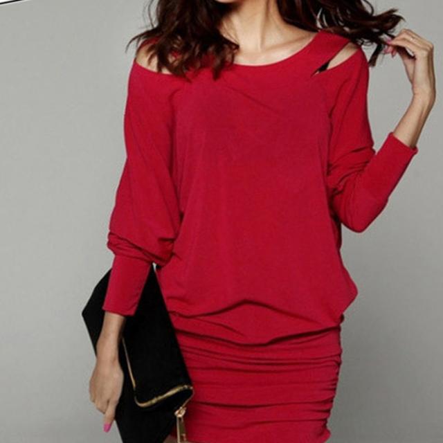 ドルマンスリーブミニワンピース 長袖ワンピース ミニワンピース オフショル風ワンピース ミニ丈 秋冬 大きいサイズの通販はau Pay マーケット ココローズ