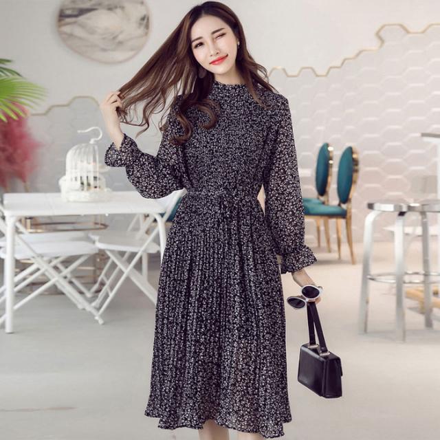 シフォンプリーツワンピース シフォンワンピース プリーツワンピース シャツワンピース 長袖 プリーツ 紐ウエスト 着やせの通販はau Pay マーケット ココローズ