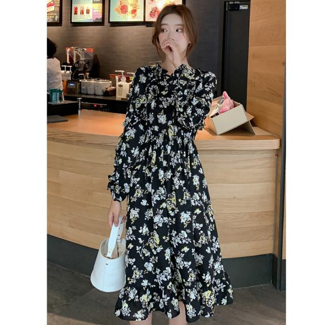 花柄シフォワンピース シフォンワンピース 花柄ワンピース リゾートワンピース ロングワンピース ワンピース 長袖 花柄 着やせの通販はau Pay マーケット ココローズ