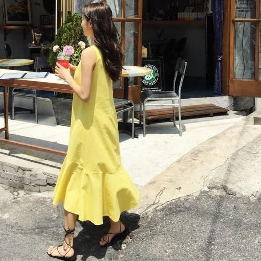 裾フリル ノースリーブ フィッシュテール ワンピース オシャレ かわいい デート 春 夏 人気 コーデの通販はau Pay マーケット Happinessshop Au Pay マーケット店