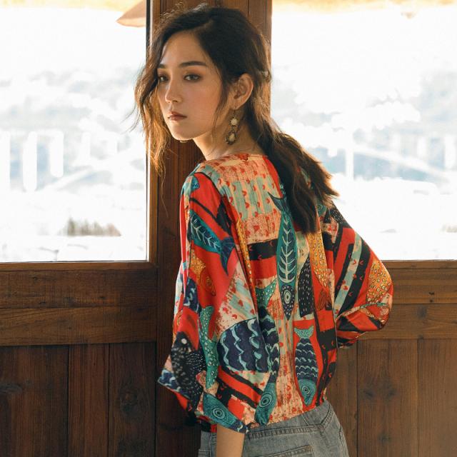 リゾート地で エスニック 柄 Vネック シャツ ブラウス オシャレ かわいい デート 春 夏 人気 コーデの通販はau Pay マーケット Happinessshop Au Pay マーケット店