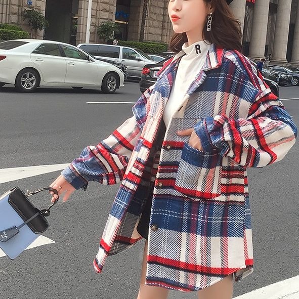 シャツ ロング チェック カラフル レトロ オーバーサイズ 長袖 トップス レディース 羽織り アウター 秋 冬 おしゃれ 人気 コーデの通販はau Pay マーケット Happinessshop Au Pay マーケット店