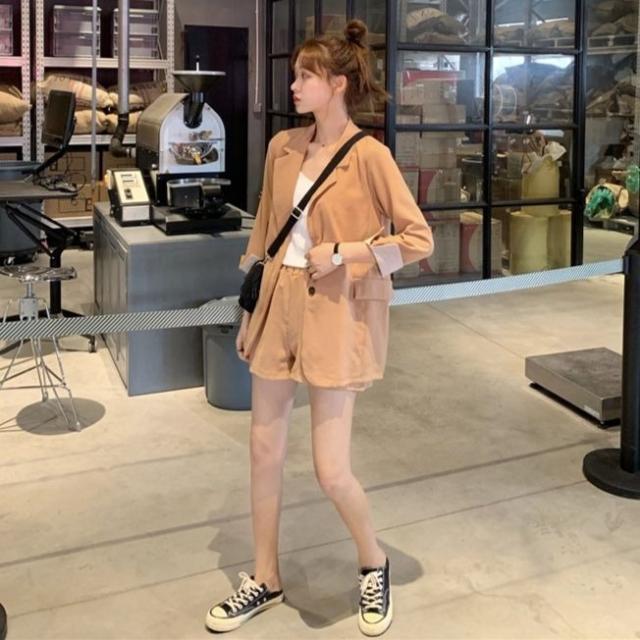 全4色 セットアップ 無地 オフィスカジュアル レディース アウター ジャケット オルチャン サマージャケット 2点セットの通販はau Pay マーケット Happinessshop Au Pay マーケット店