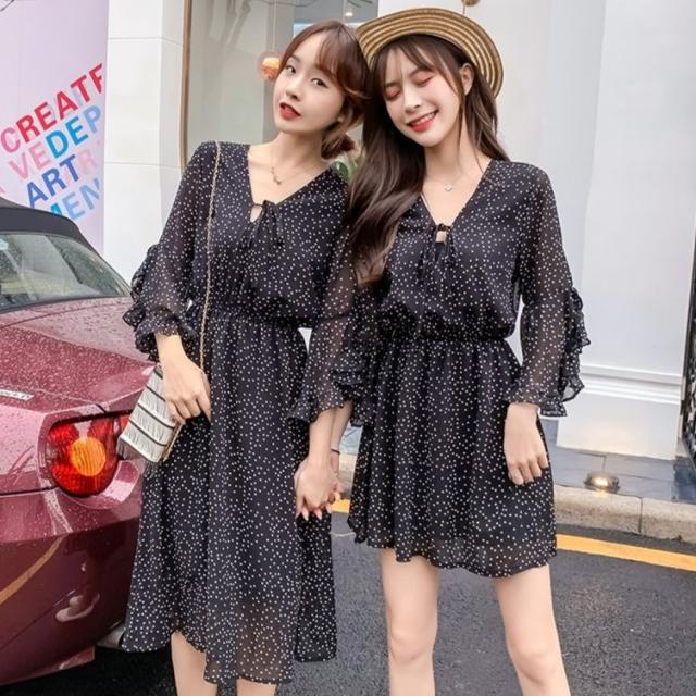 ワンピース 水玉 ドット 大きいサイズ ミニワンピース ショート丈 ひざ下 赤 黒 チュニック お揃い 双子コーデ 春 夏 フリルの通販はau Pay マーケット Happiness Shop