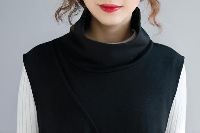ワンピース 大きいサイズ ロングベスト ノースリーブ ハイネック ロングスカート マキシ丈 無地 ゆったり 大きめ 秋 冬 コーデの通販はau Pay マーケット Happinessshop Au Pay マーケット店