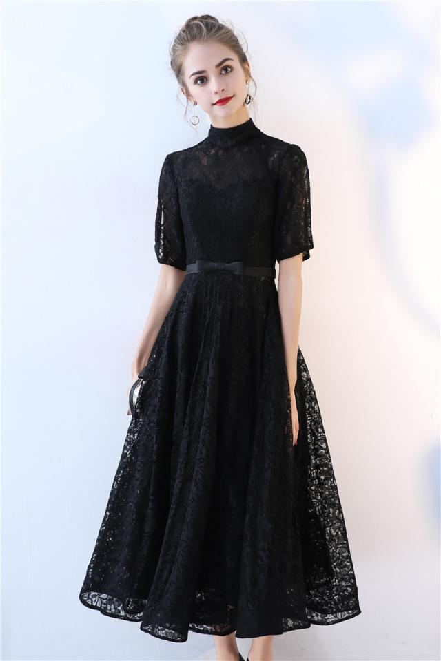 ドレス ワンピース パーティードレス ハイネック 結婚式 二次会 演奏会 披露宴 膝丈ワンピース 蝶結び お呼ばれの通販はau Pay マーケット Happinessshop Au Pay マーケット店