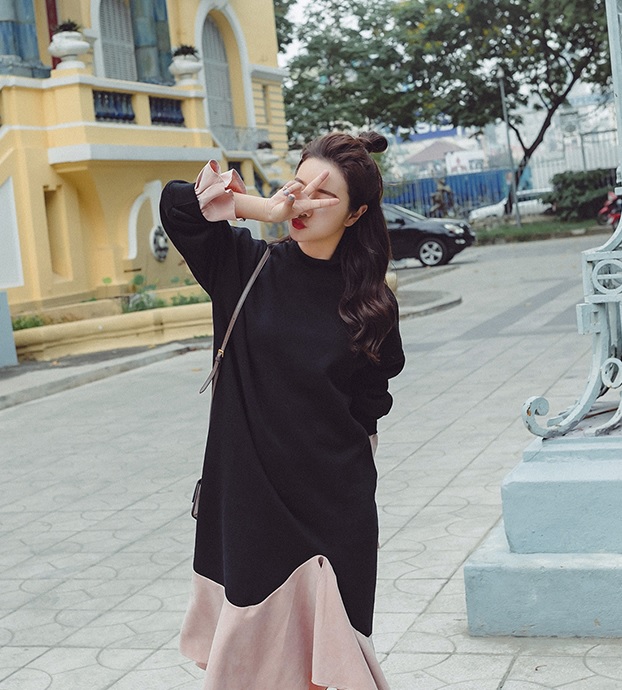 春夏 フレア 袖 長袖 ロング ドレス ワンピース ゆるふわ 黒 ゆったり セーター あったか 代 30代 40代 お呼ばれ 上品の通販はau Pay マーケット An Allure レディース ファッション