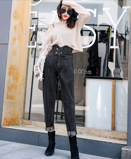ハイウエスト デニム デニムパンツ レディース 脚長 美脚 美尻 洒落感 抜け感 大人 カジュアル ストレート ボタン の通販はau Pay マーケット An Allure レディース ファッション