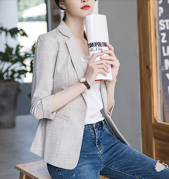 レディース テーラードジャケット 大きいサイズ アウター ジャケット スーツジャケット 七分袖 Vネック ワンボタン ミディアム丈 スリム の通販はau Pay マーケット An Allure レディース ファッション