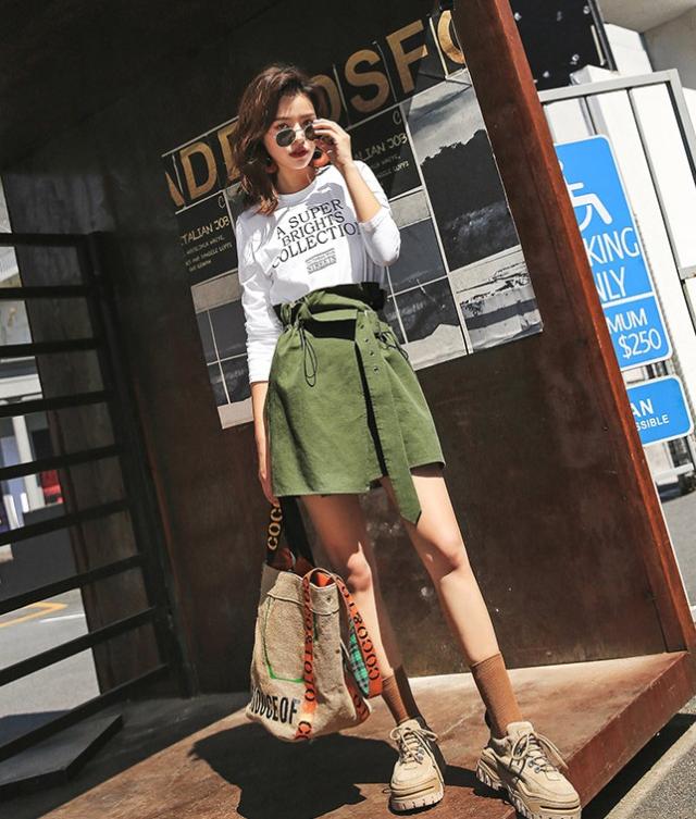 ミリタリー レディース スカート ひざ上丈 ミニ丈 アーミーグリーン ウエストマーク クール カジュアル ハイウエスト オトナ女子の通販はau Pay マーケット An Allure レディース ファッション