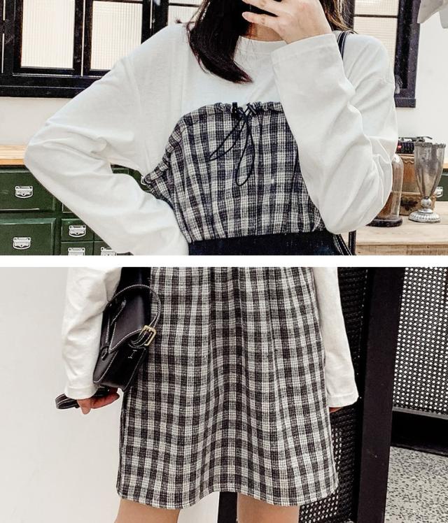 チェック ワンピース レディース おしゃれ 長袖 ひざ上丈 チェック柄ワンピ ウエストマーク ベアトップ モノトーンコーデ キュート 春夏の通販はau Pay マーケット An Allure レディース ファッション