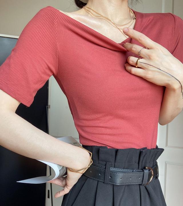 アシンメトリー トップス レディース 半袖 無地 おしゃれ ｔシャツ カットソー 大人カジュアル シンプル オトナ女子 デコルテ美人の通販はau Pay マーケット An Allure レディース ファッション