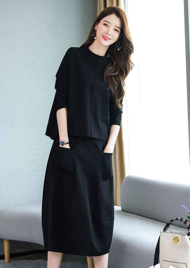 レディース ツーピース ツーピーススーツ 黒 ブラック スカート ミドル丈 膝丈 大人可愛い ビジネス お出かけ 長袖 セットアップ 春春 プの通販はau Pay マーケット An Allure レディース ファッション