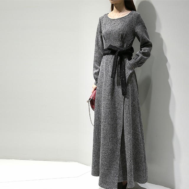 結婚式 ドレス お呼ばれ ワンピース 代 30代 40代 ロング丈 長袖 ゆったり リボン シンプル パーティー 二次会 春夏 モダンの通販はau Pay マーケット An Allure レディース ファッション